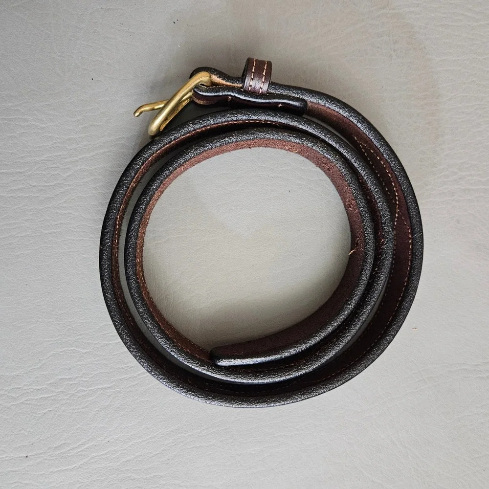 Tory Leather English Bridle Leather Belt Brown Brass Buckle USA Made 30 2337